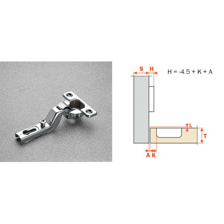 Charniere Salice Mini A Tourillons Porte Rentrante Sans Embase - Ref.